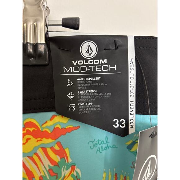 Volcom Boardshorts Mens 33 HI Mod Tech Hawaii Tropical Print Hawaiian Blue NWT - Picture 3 of 8